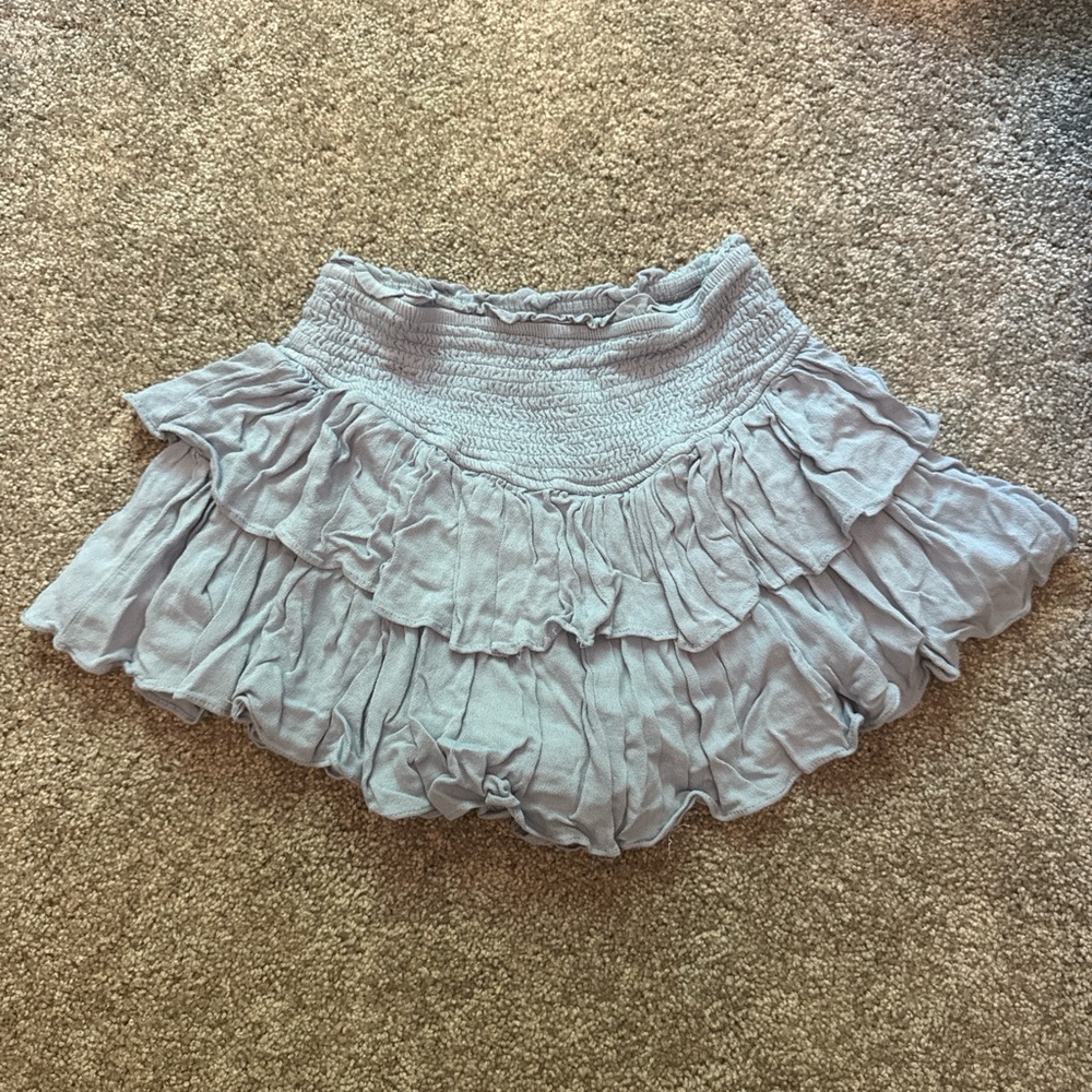 Light blue Ruffled Bubble Mini Skirt